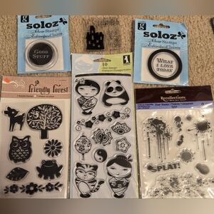 Assorted Clear Acrylic Stamps Bundle Asian Characters Nature Splat Design